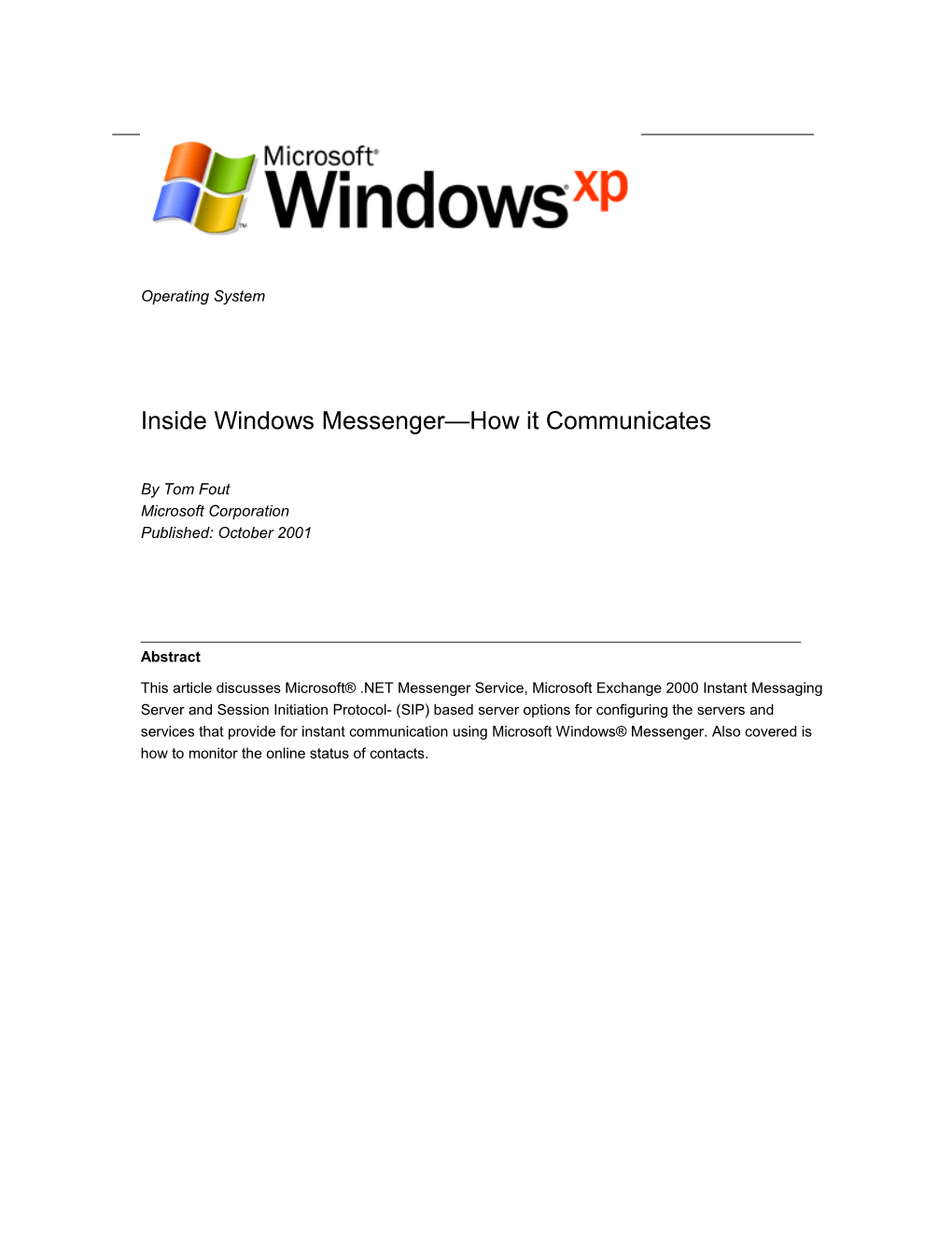 Inside Windows Messenger How It Communicates