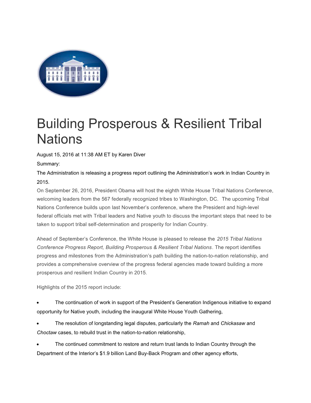 Building Prosperous & Resilient Tribal Nations