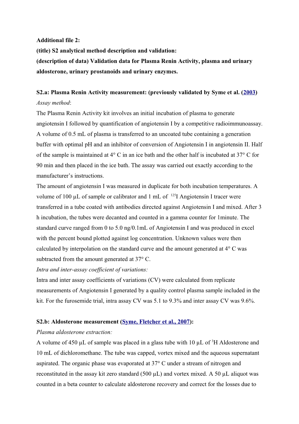 (Title) S2 Analytical Method Description and Validation