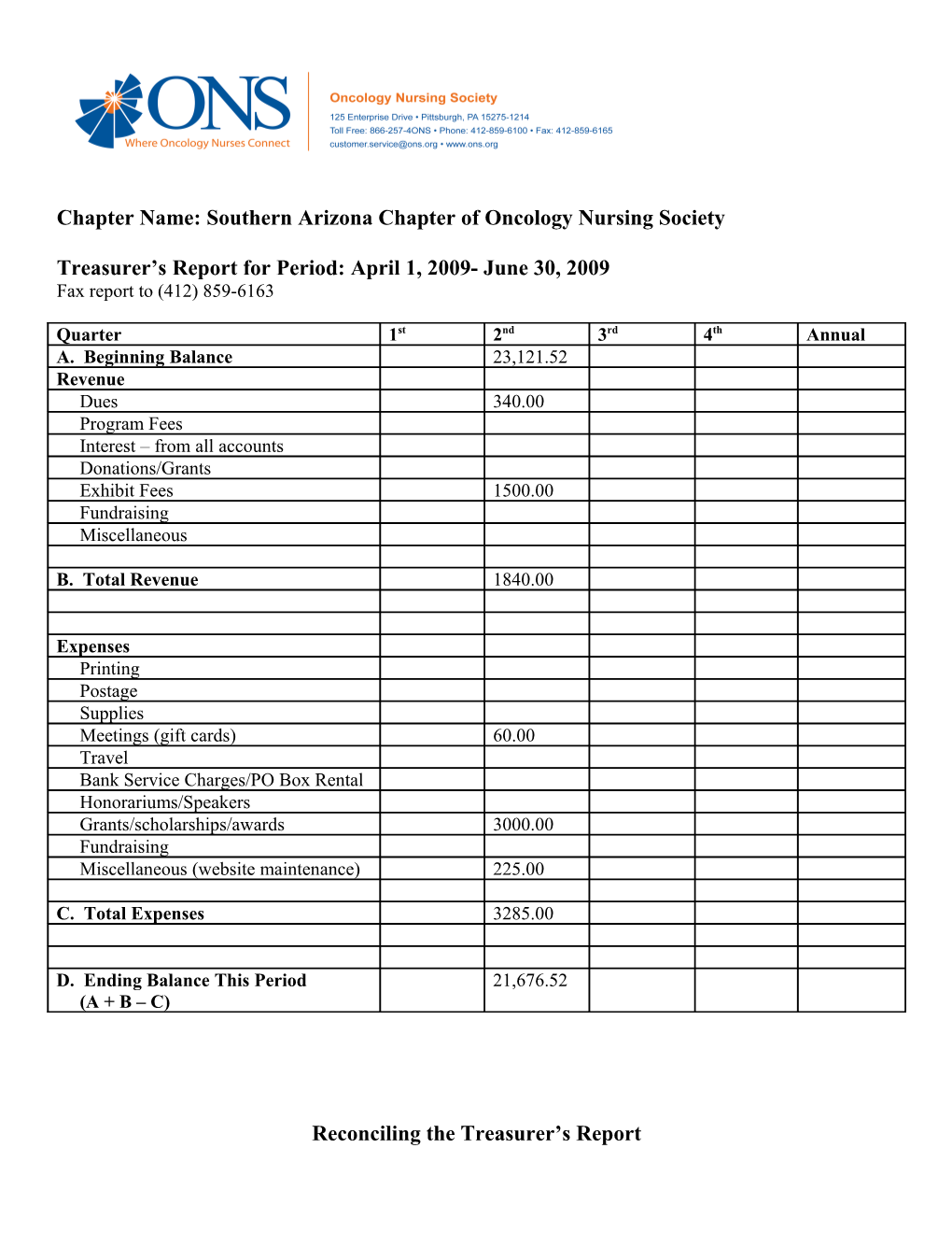 Oncology Nursing Society, 125 Enterprise Drive