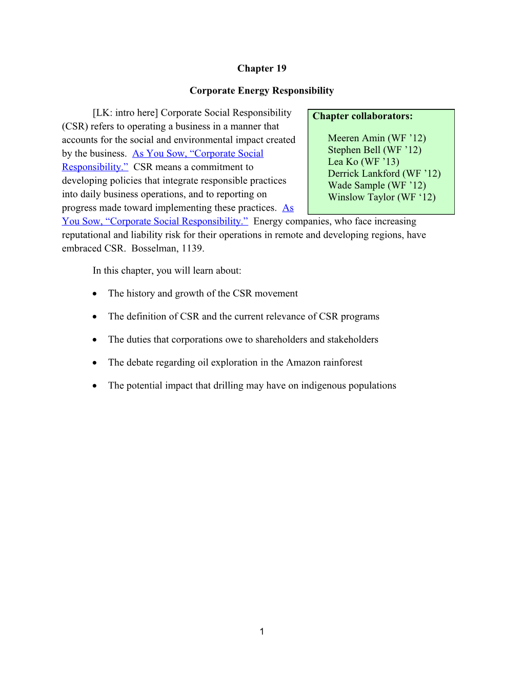 Corporate Energy Responsibility