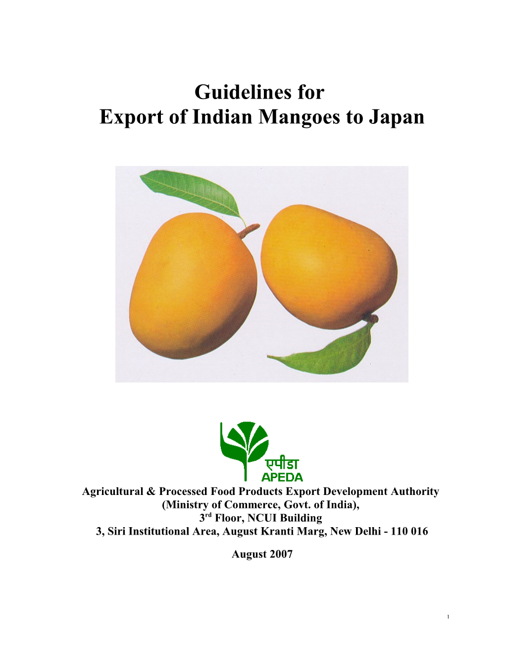 Export of Indian Mangoes to Japan