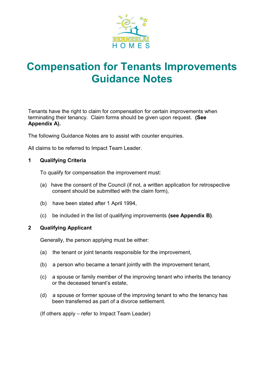 The Following Guidance Notes Are to Assist with Counter Enquiries