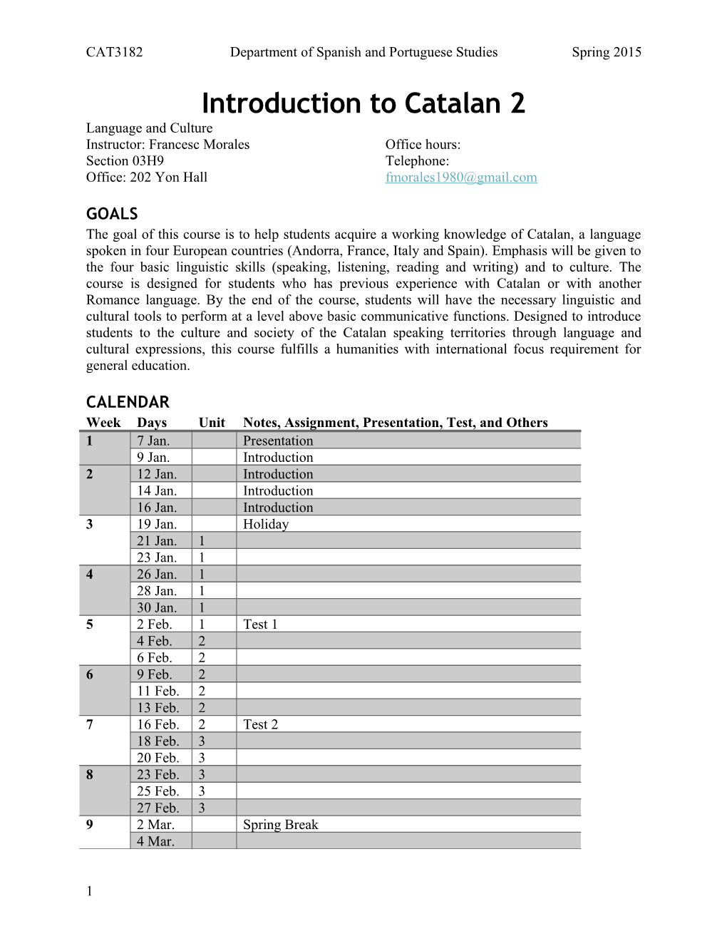 Cat3182department of Spanish and Portuguese Studiesspring 2015