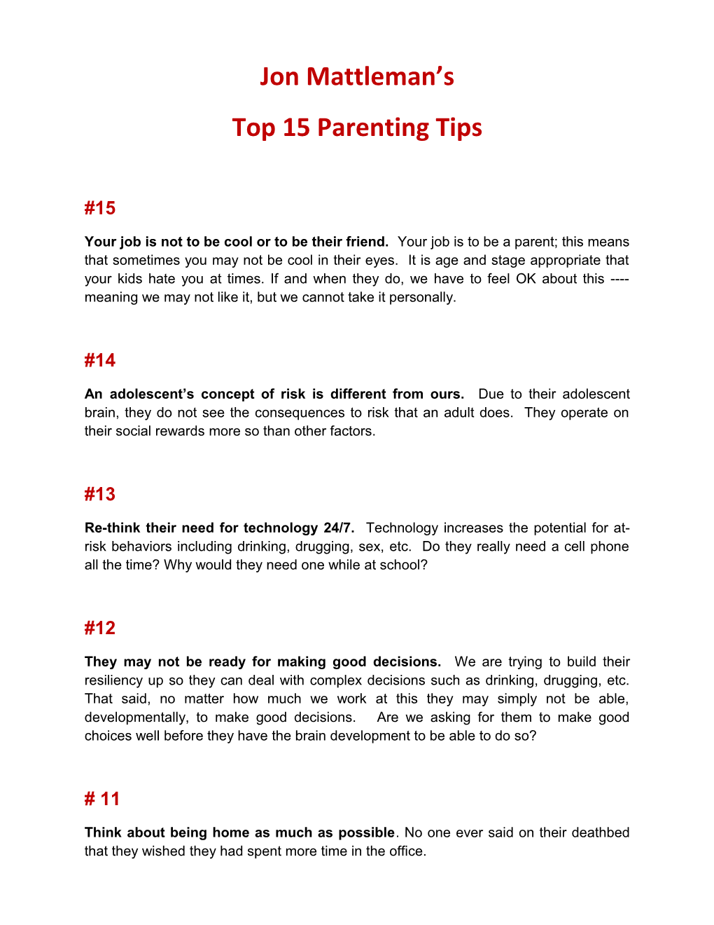 Top 15 Parenting Tips
