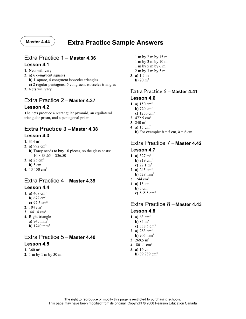 Extra Practicesample Answers