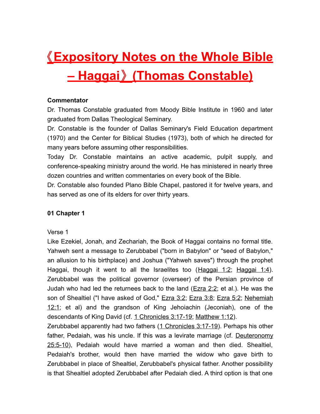 Expositorynotes on the Wholebible Haggai (Thomas Constable)