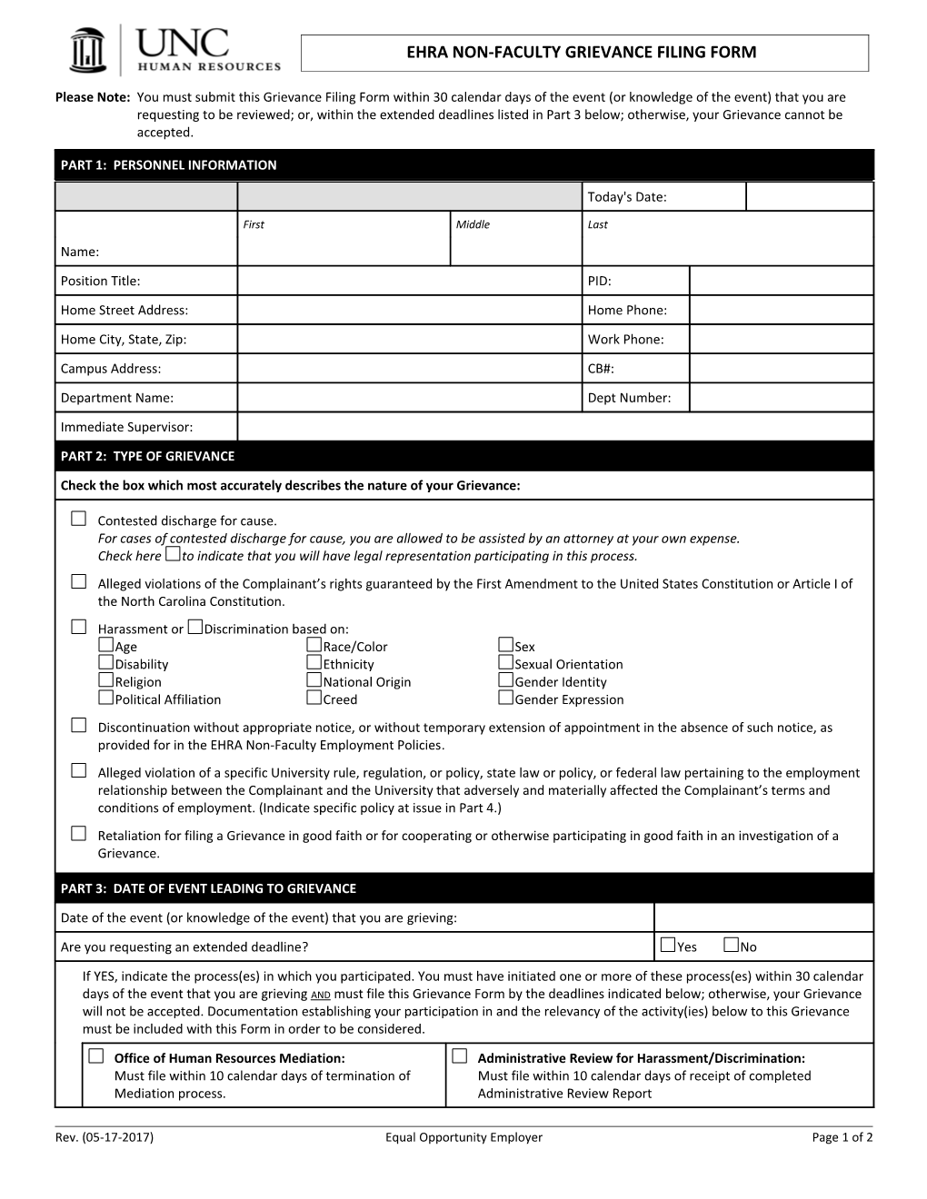 SPA Employee Grievance Filing Form