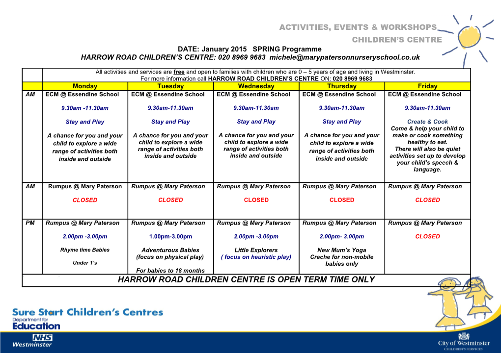 DATE: SEPTEMBER 2013 Autumn Programme