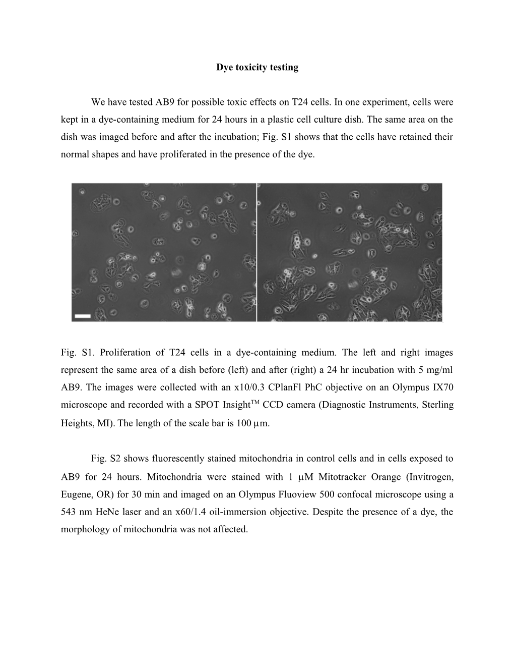 Dye Toxicity Testing