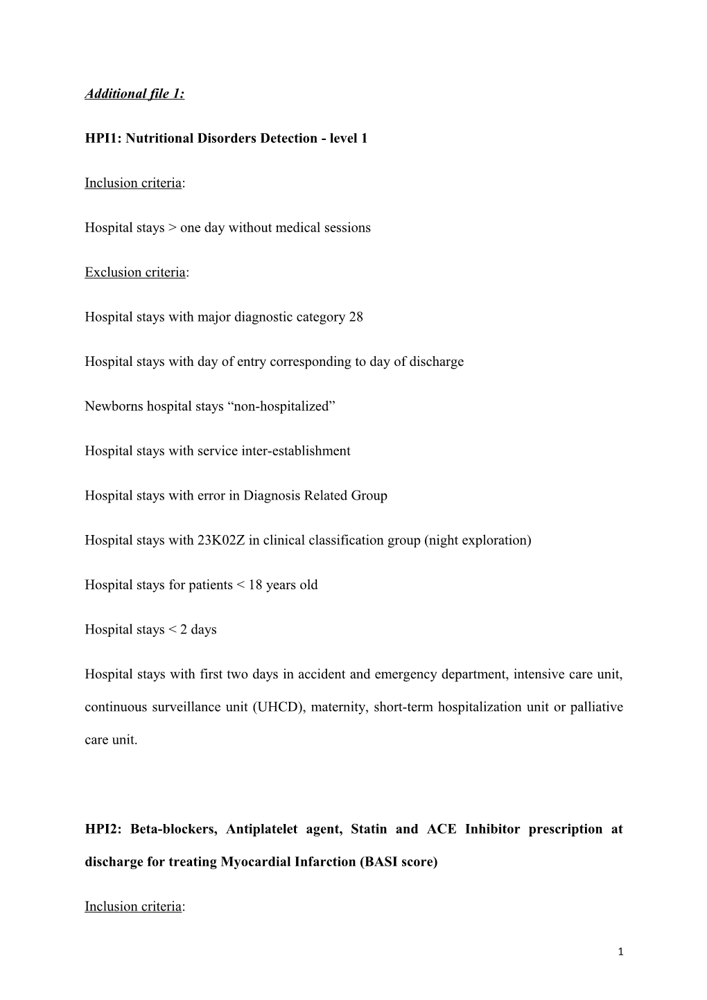 HPI1: Nutritional Disorders Detection - Level 1