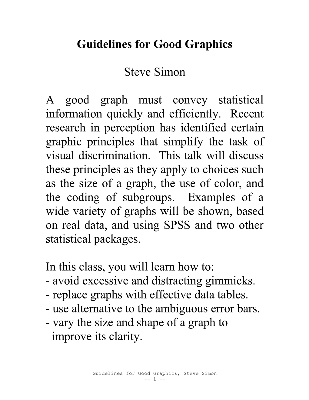 Guidelines for Good Graphics