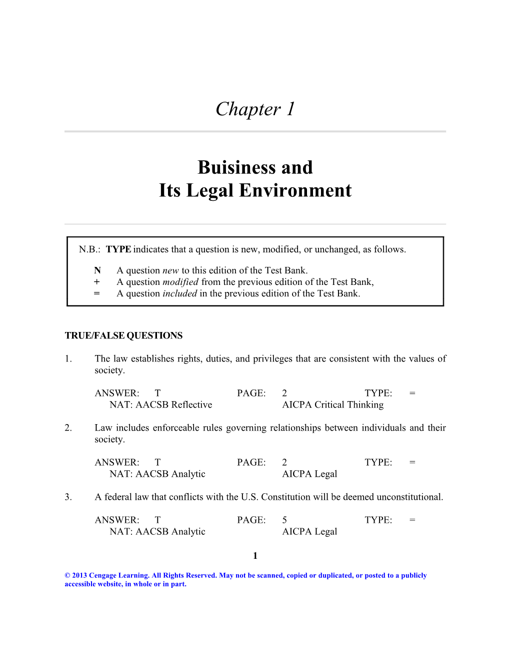 Chapter 1: Business and Its Legal Environment 17