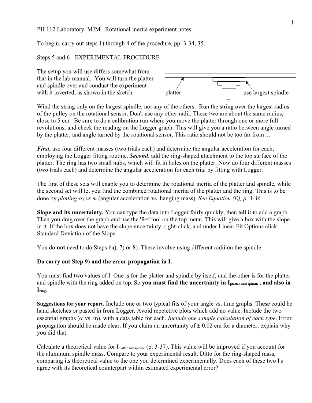 PH 112 Laboratory MJM Exercises on Labs 1 and 2