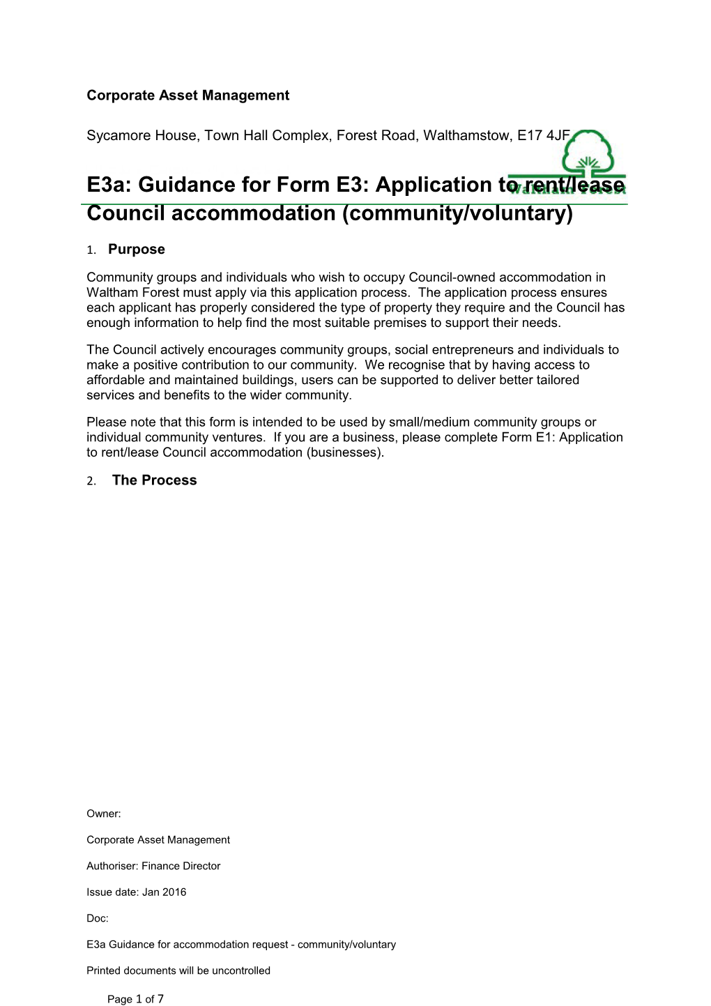 E3a: Guidance for Form E3: Application to Rent/Lease Council Accommodation