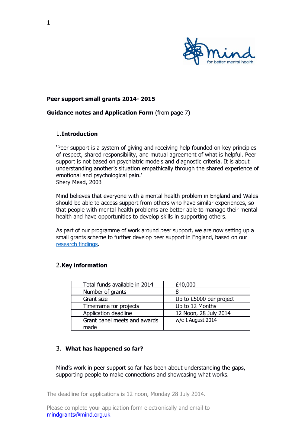 Local Mind Small Grant Application Form