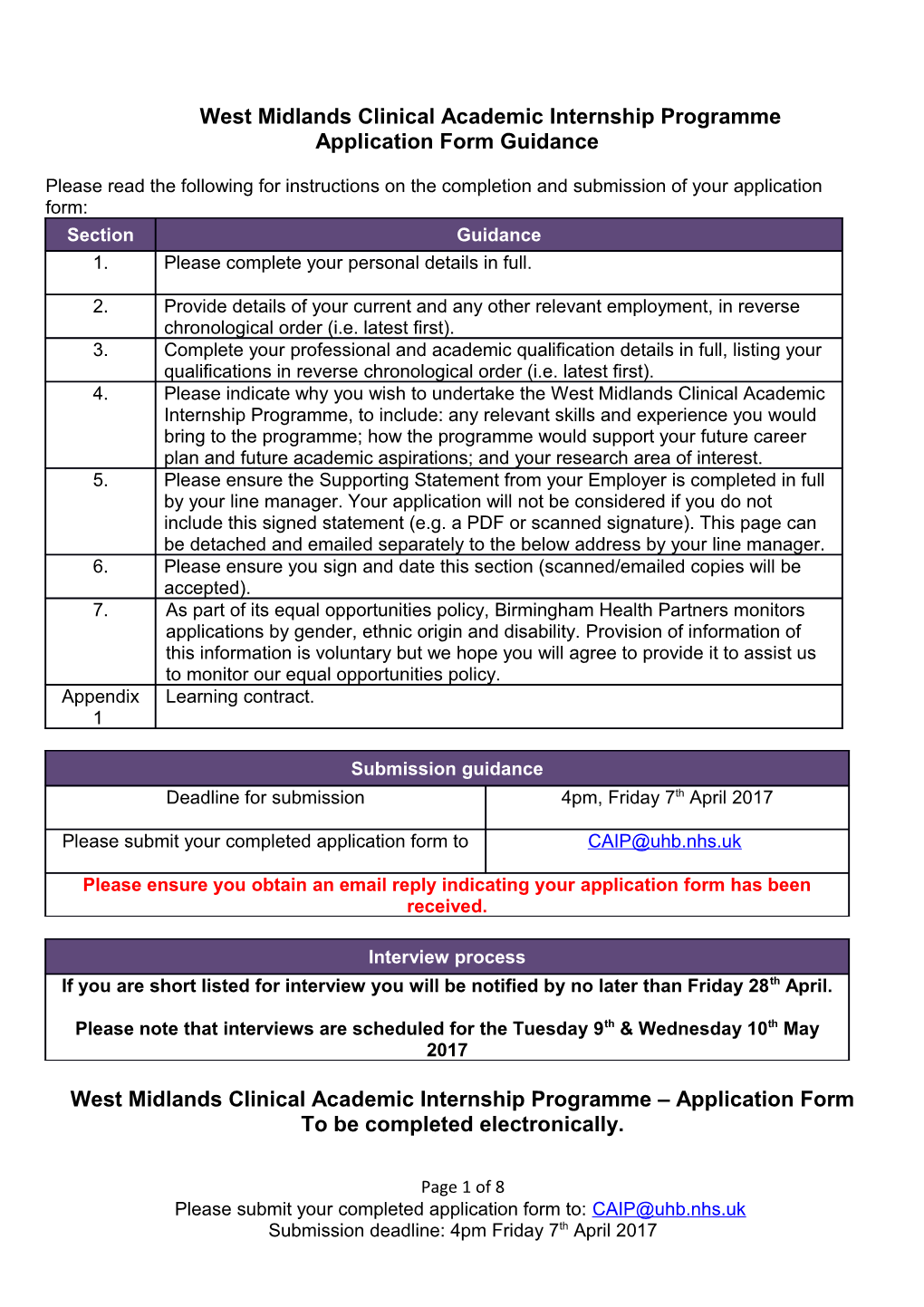 West Midlands Clinical Academic Internship Programme