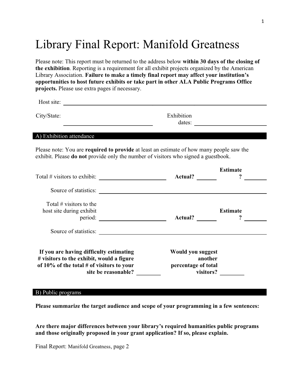 Library Final Report: Manifold Greatness