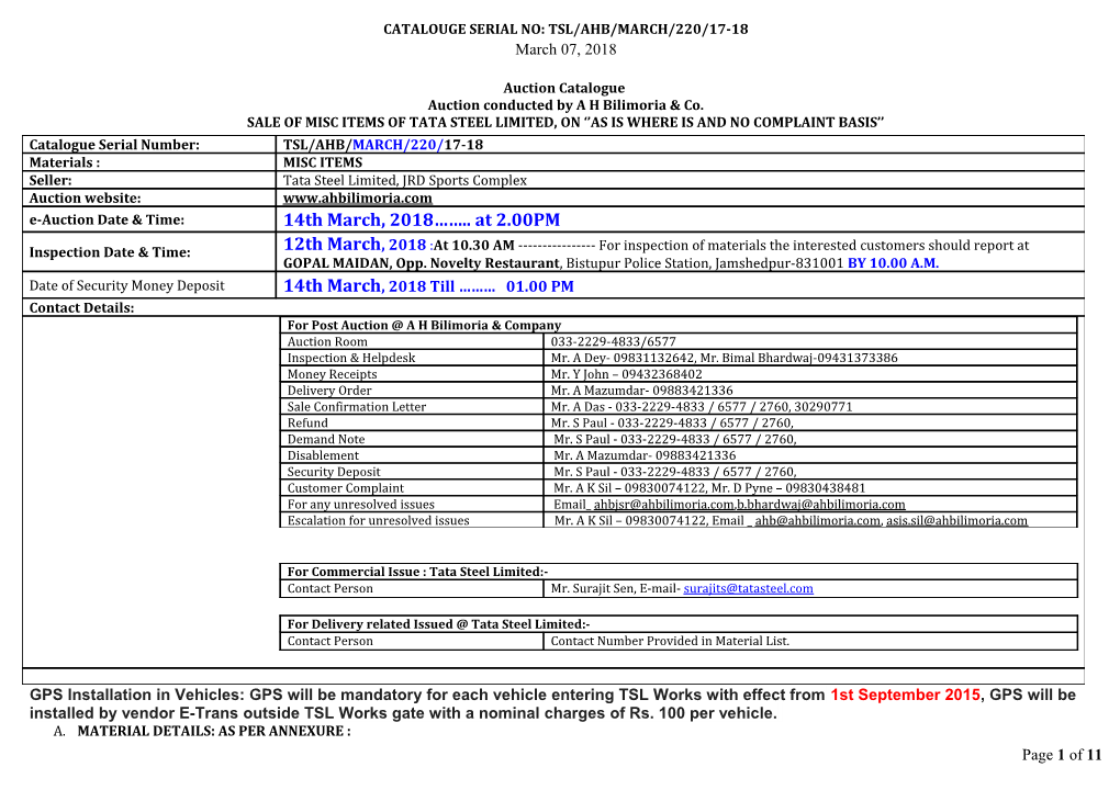 Catalouge Serial No: Tsl/Ahb/October/135/17-18