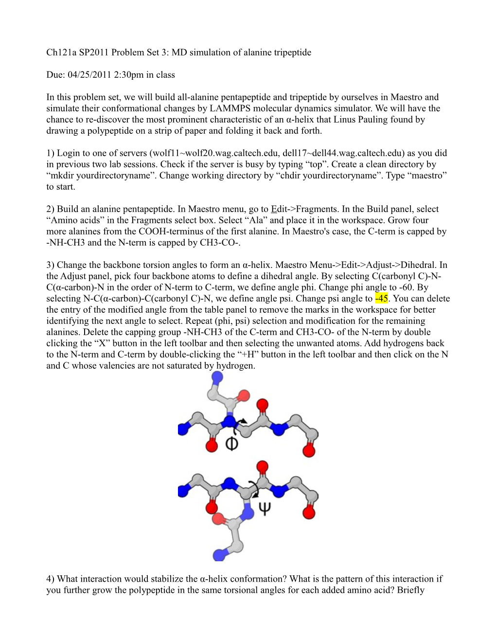 Ch121a SP2011 Problem Set 3: MD Simulation of Alanine Tripeptide