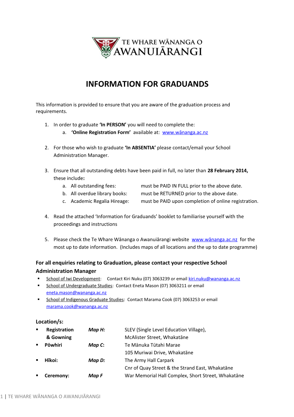 Information for Graduands