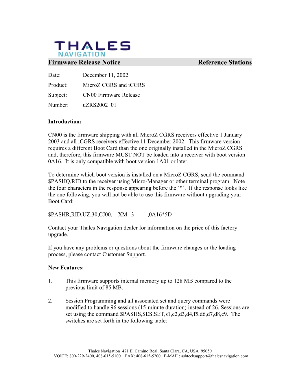 Firmware Release Noticereference Stations