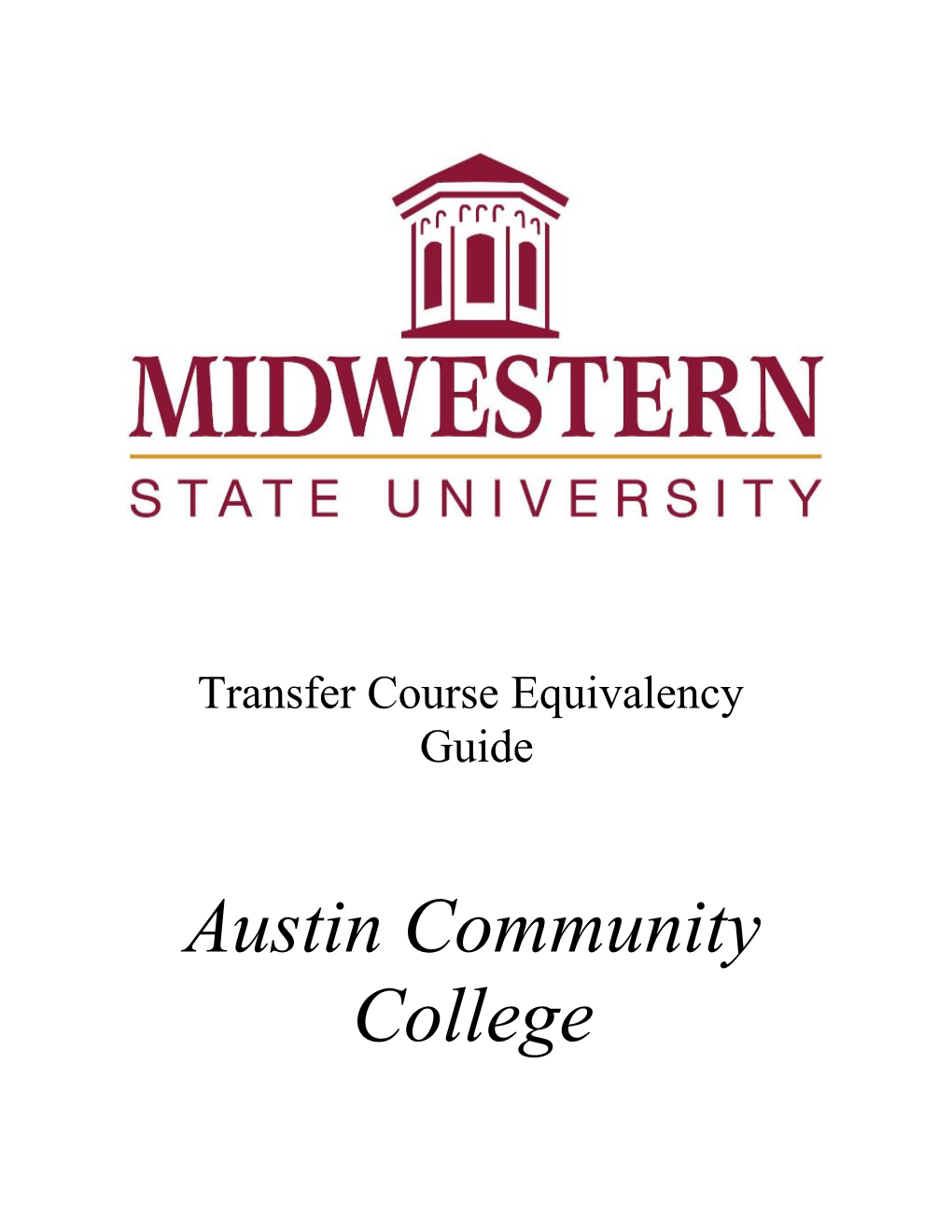 Use This Checklist to Mark the Courses Taken at Austincommunity College