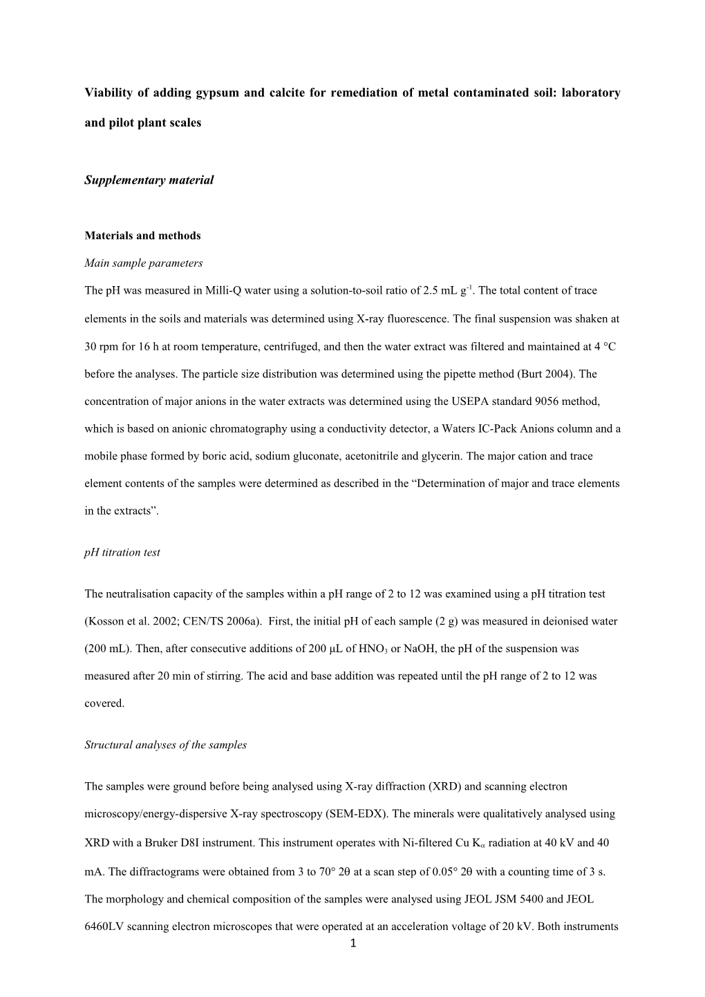 Remediation of Metal-Contaminated Soils with the Addition of Materials