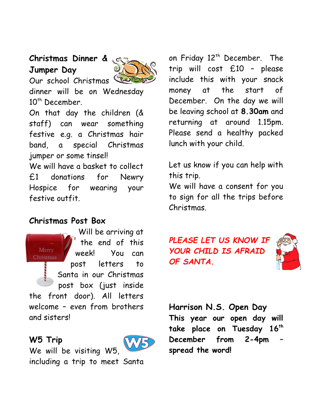 Our School Christmas Dinner Will Be on Wednesday 10Th December