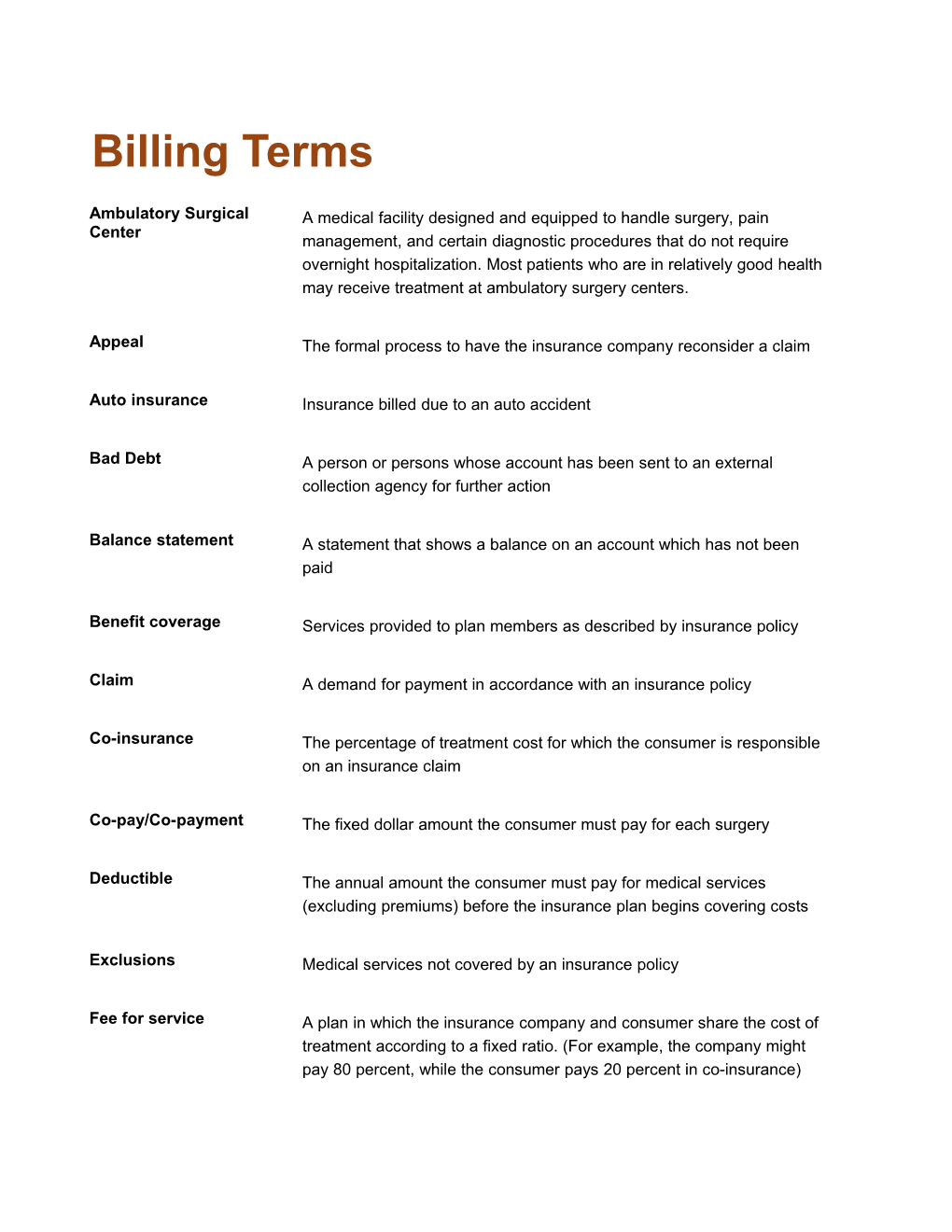 Billing Terms