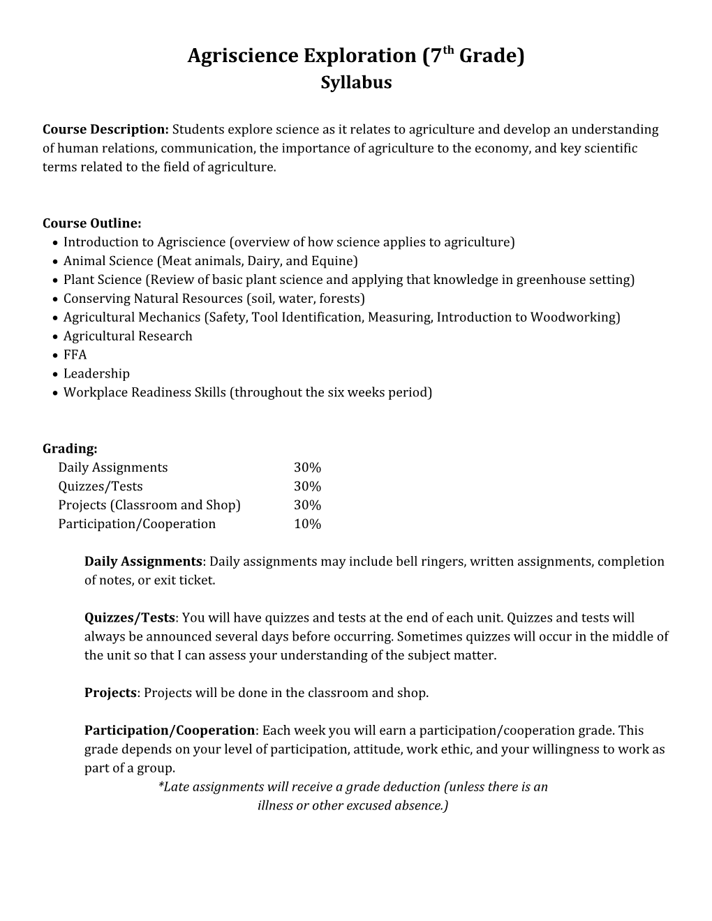 Agriscience Exploration (7Th Grade)