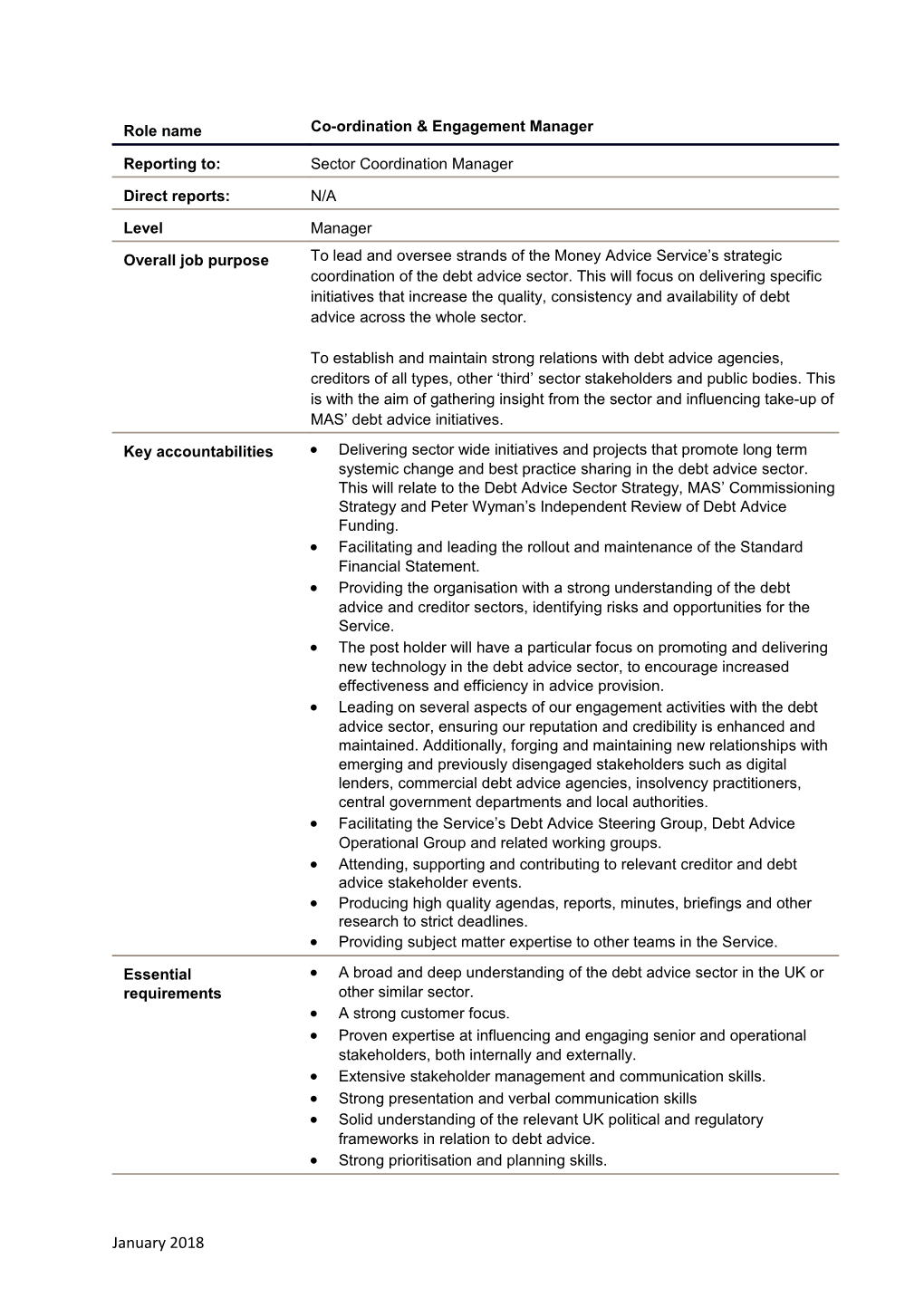 Facilitating and Leading the Rollout and Maintenance of the Standard Financial Statement