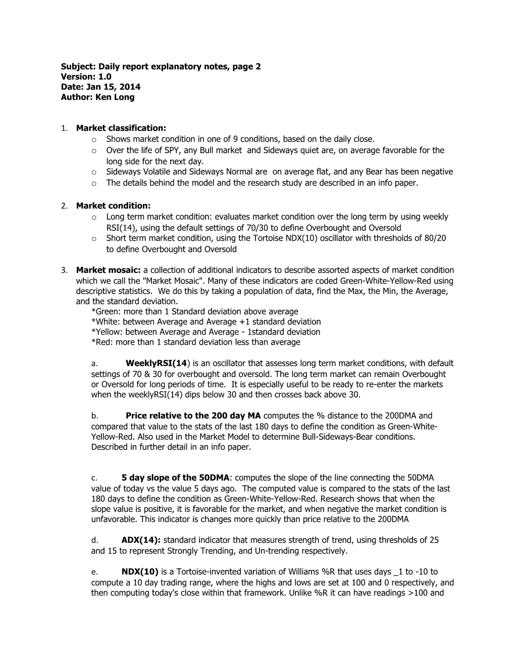 Subject: Daily Report Explanatory Notes, Page 2