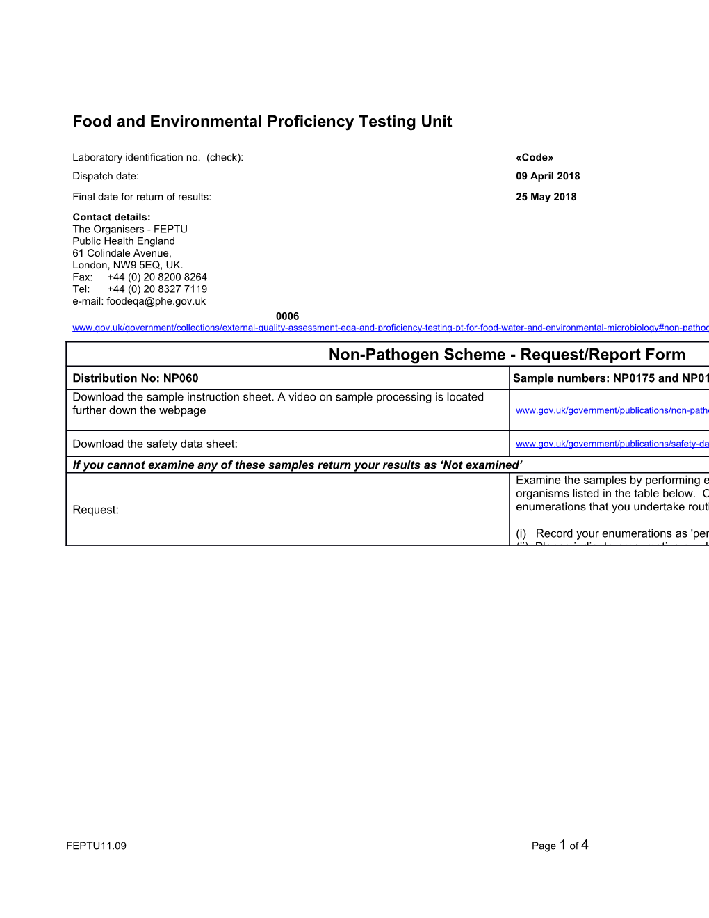 Laboratory Identification No. (Check): Code