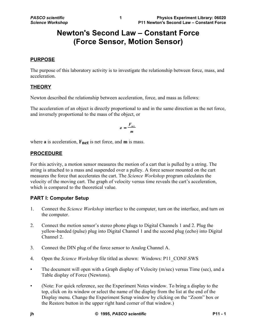 PASCO Scientific 4 Physics Experiment Library: 06020