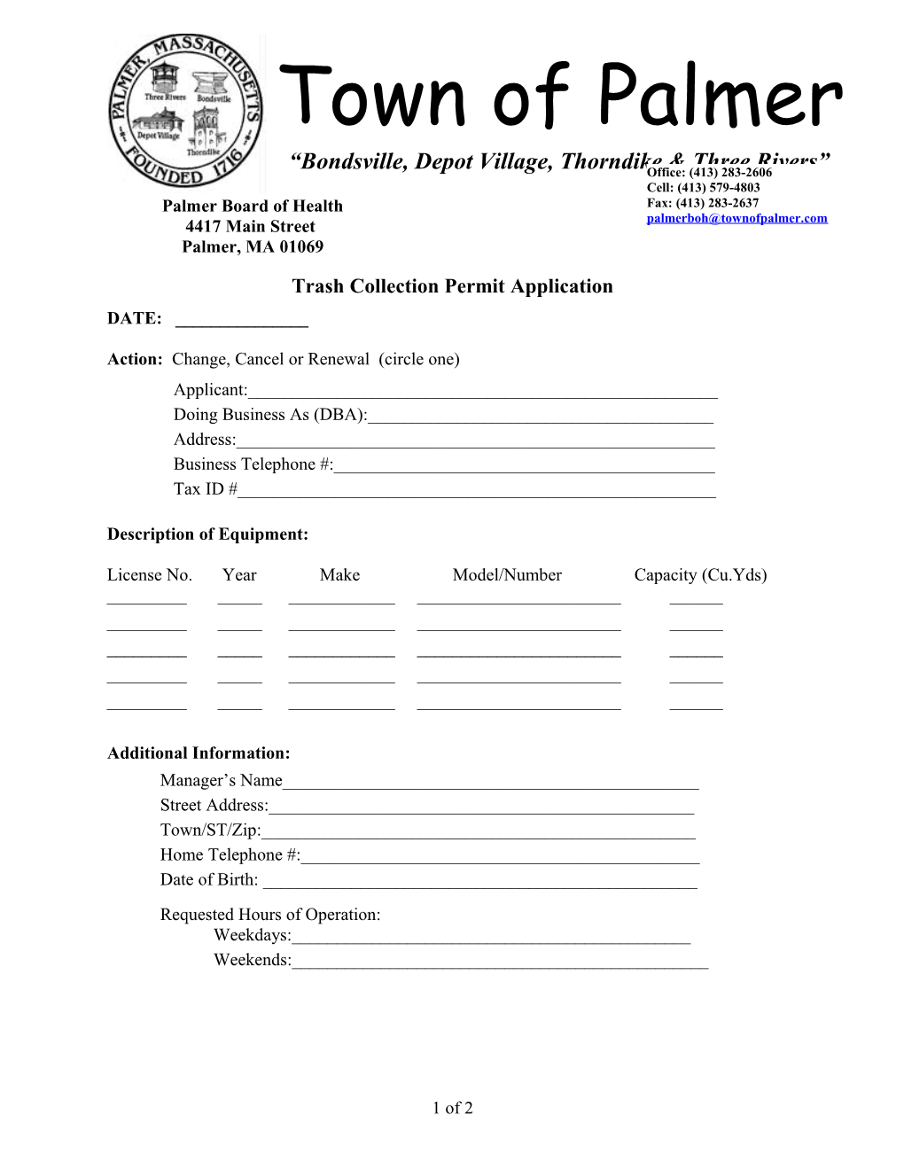 Trash Collection Permit Application