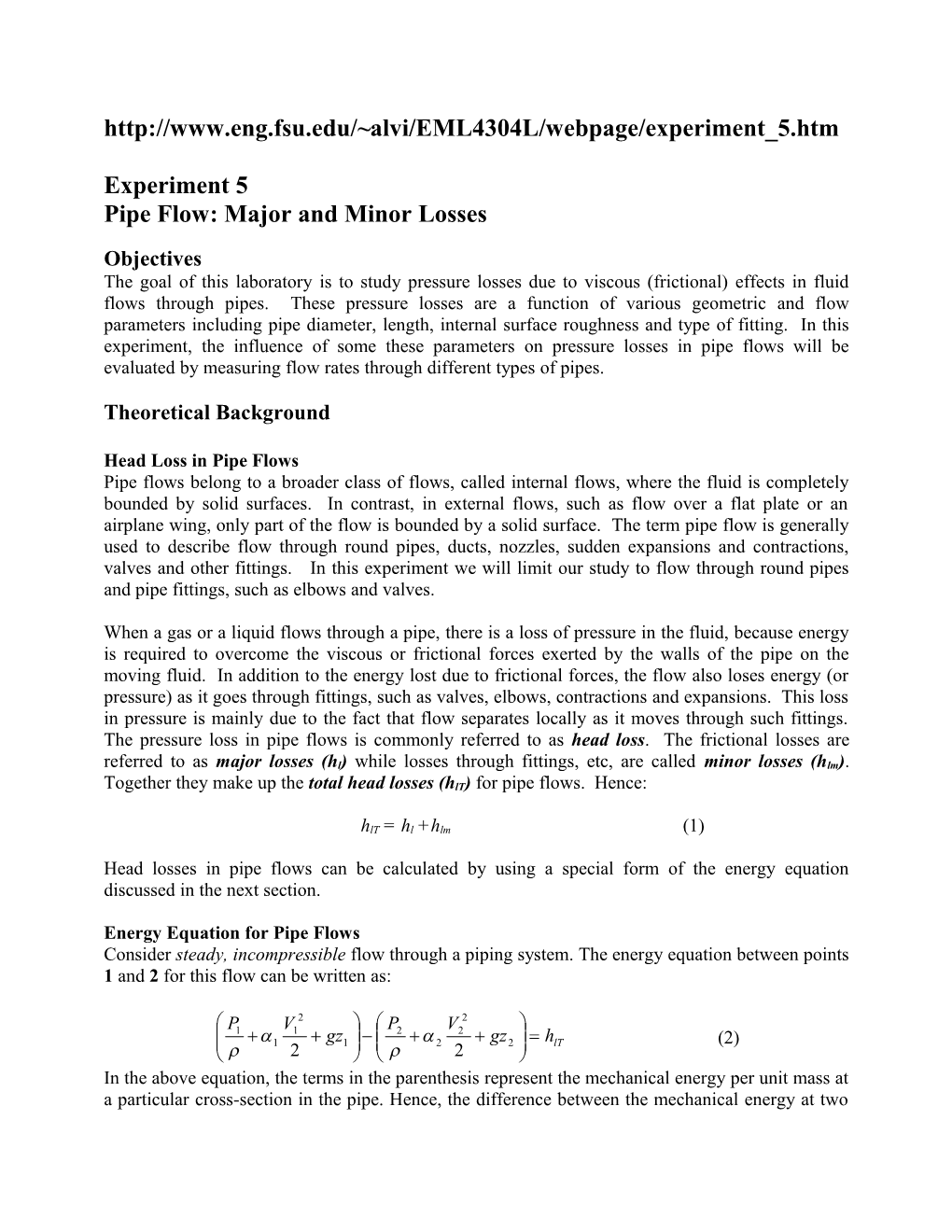 Exp. 7 - Velocity Field Measurements of a Rectangular Jet