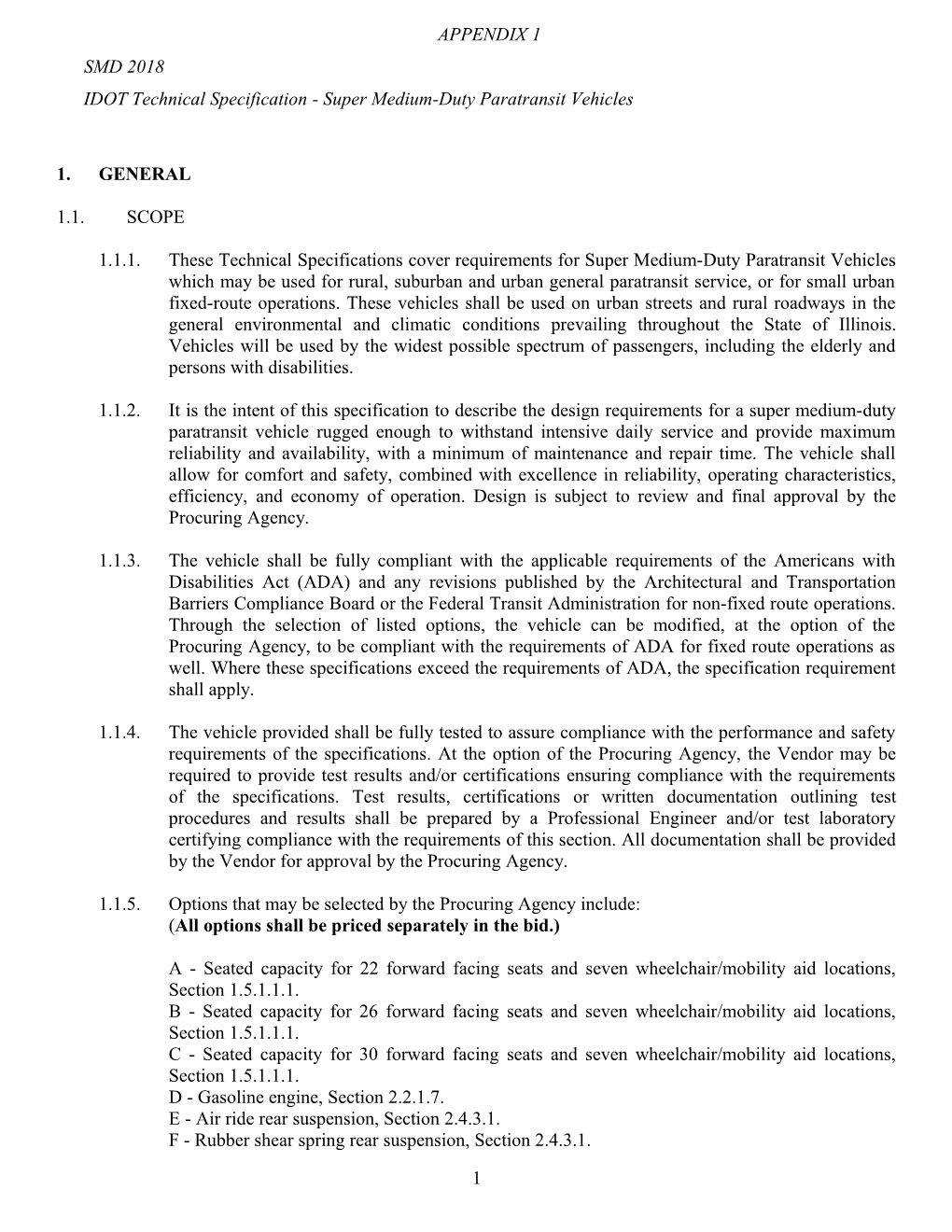 IDOT Technical Specification - Super Medium-Duty Paratransit Vehicles