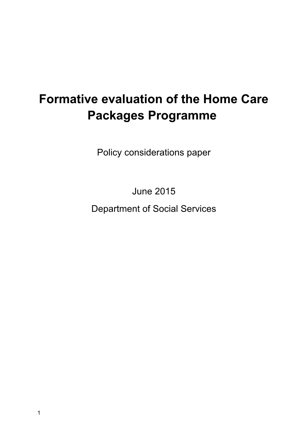 Formative Evaluation of the Home Care Packages Programme