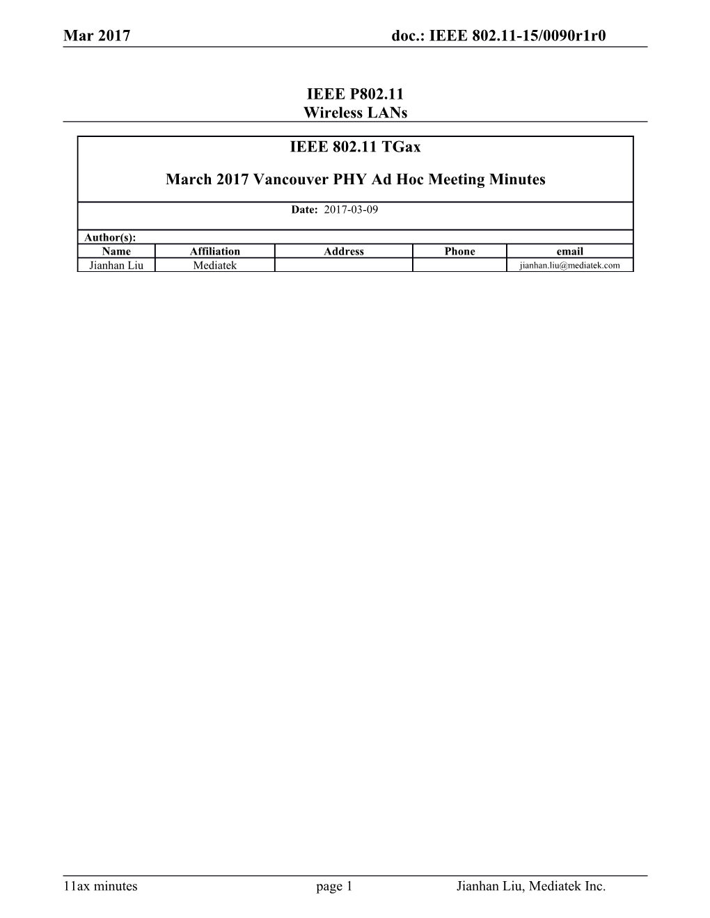 1. Meeting Called to Order by Bo Sun (ZTE)