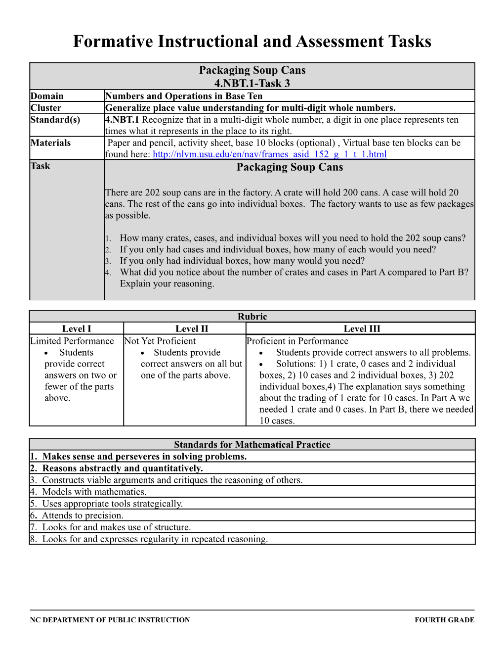 Formative Instructional and Assessment Tasks s4