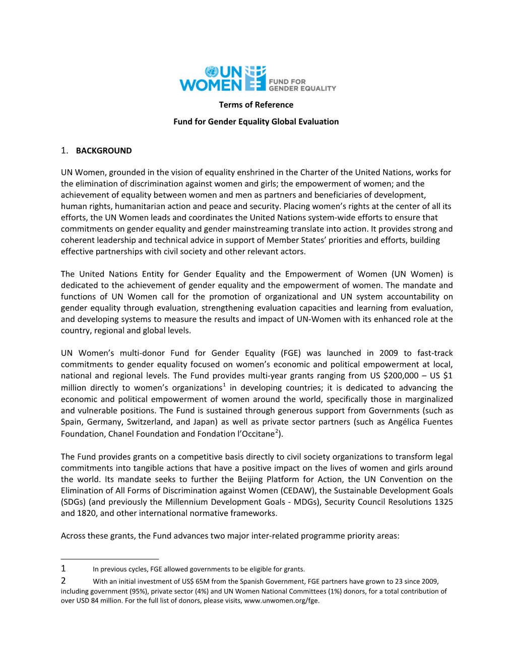 Fund for Gender Equality Global Evaluation