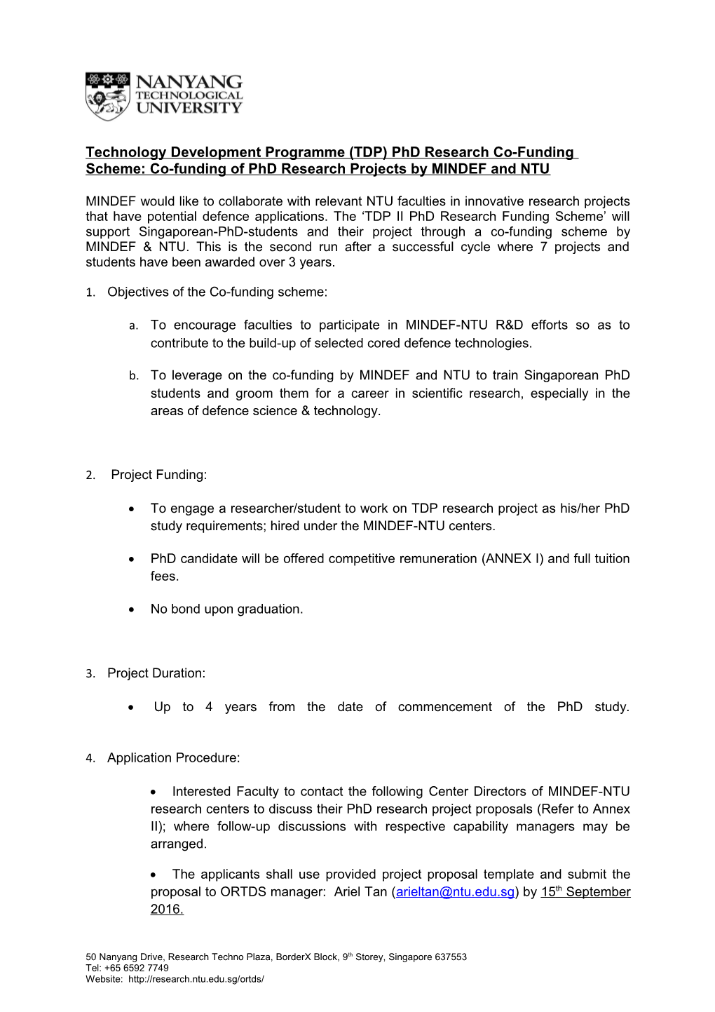 Office of Research & Technology in Defence & Security Reg. No. 200604393R