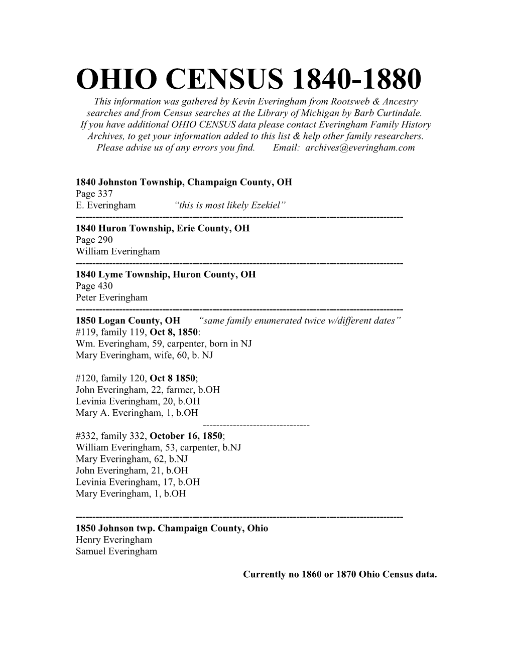 OHIO CENSUS Data