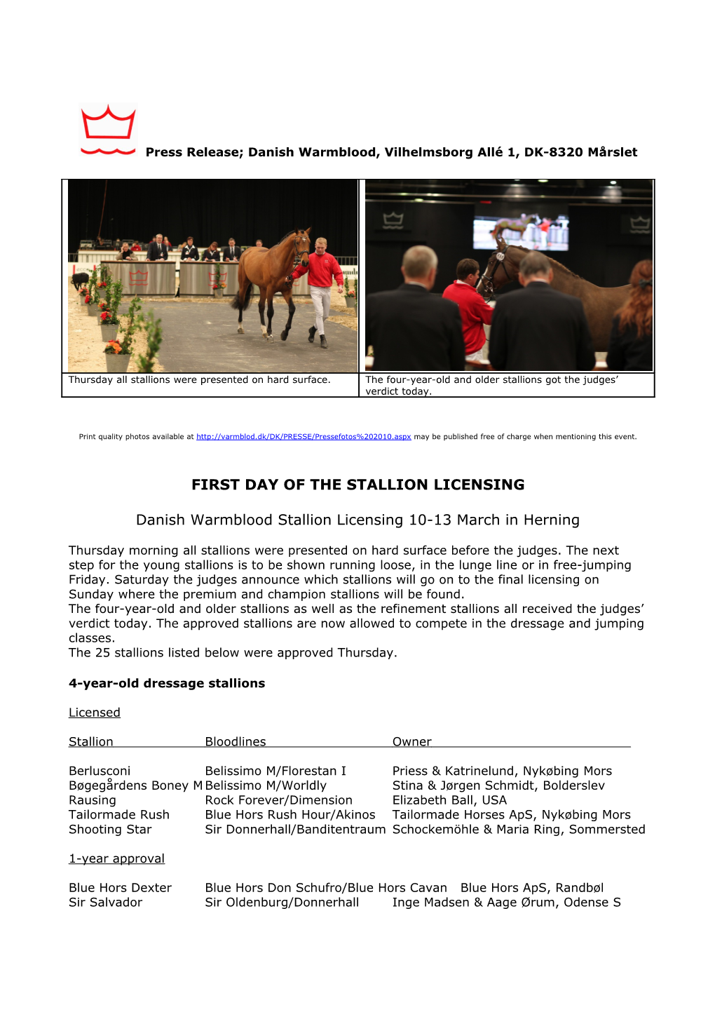 First Day of the Stallion Licensing