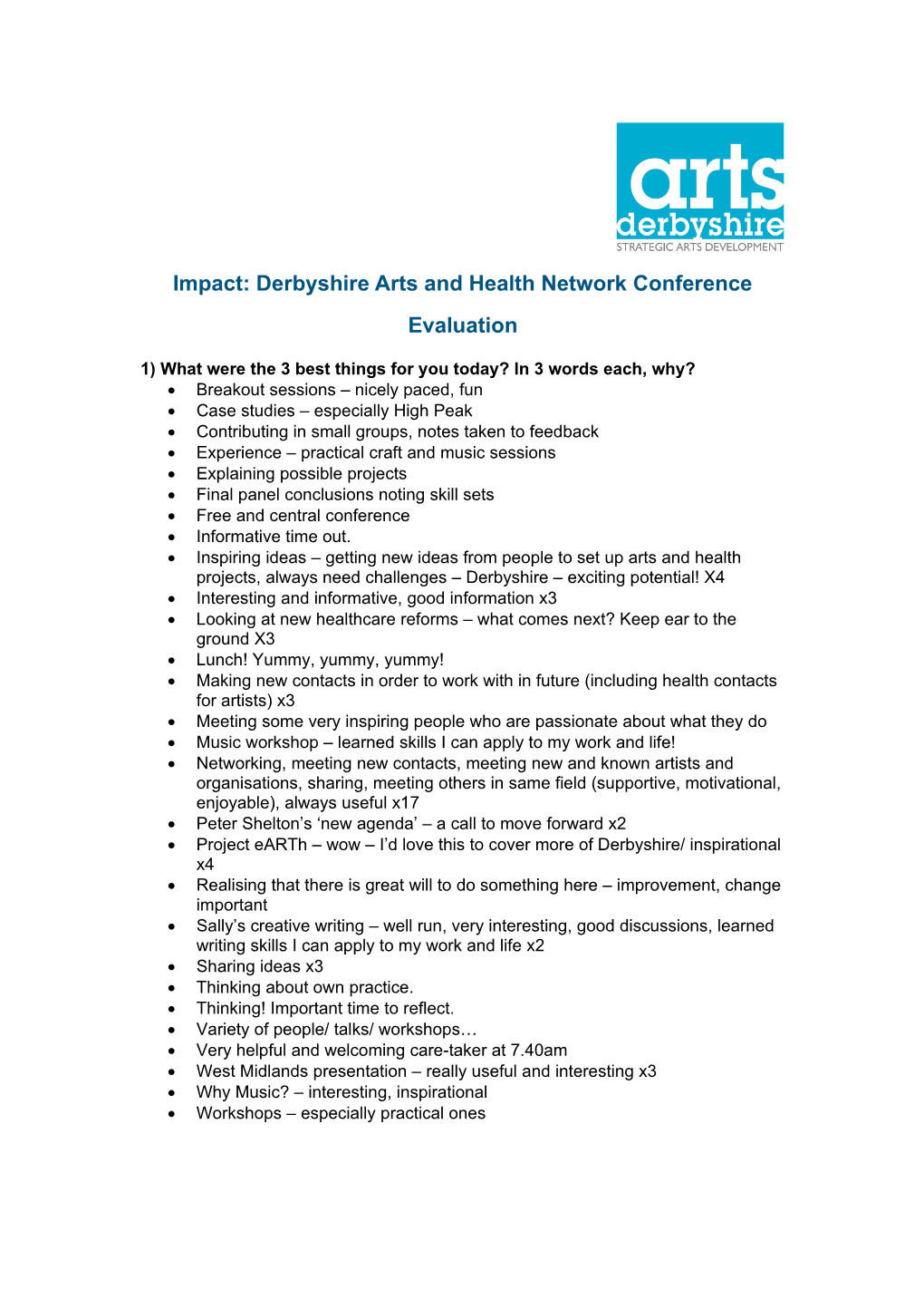 Impact: Derbyshire Arts and Health Network Conference