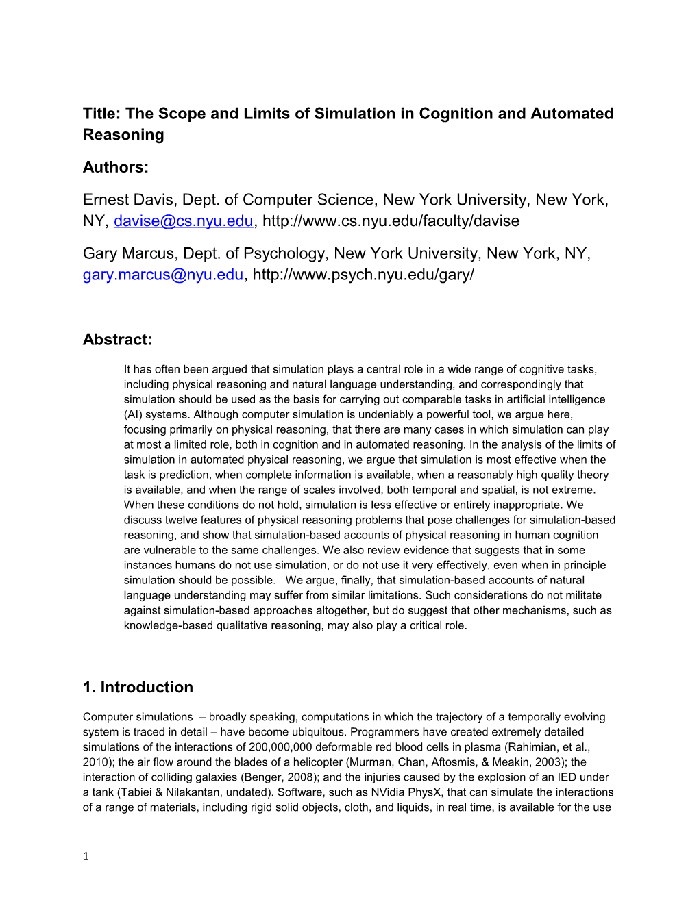 Title: the Scope and Limits of Simulation in Cognition and Automated Reasoning