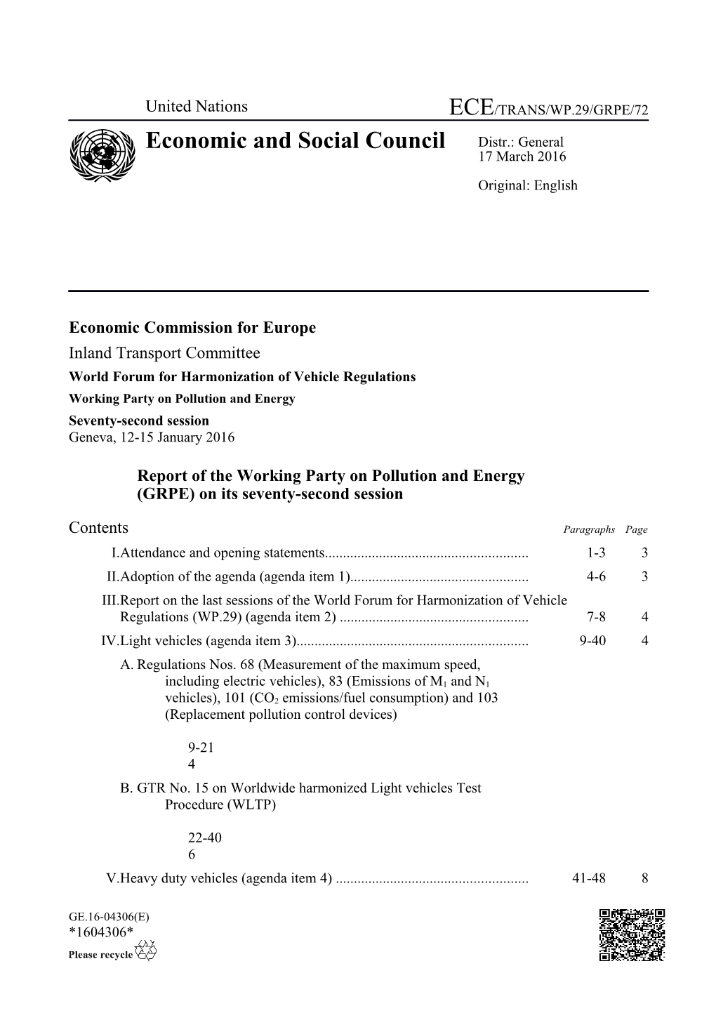 United Nations World Forum for Harmonization of Vehicle Regulations (WP.29)