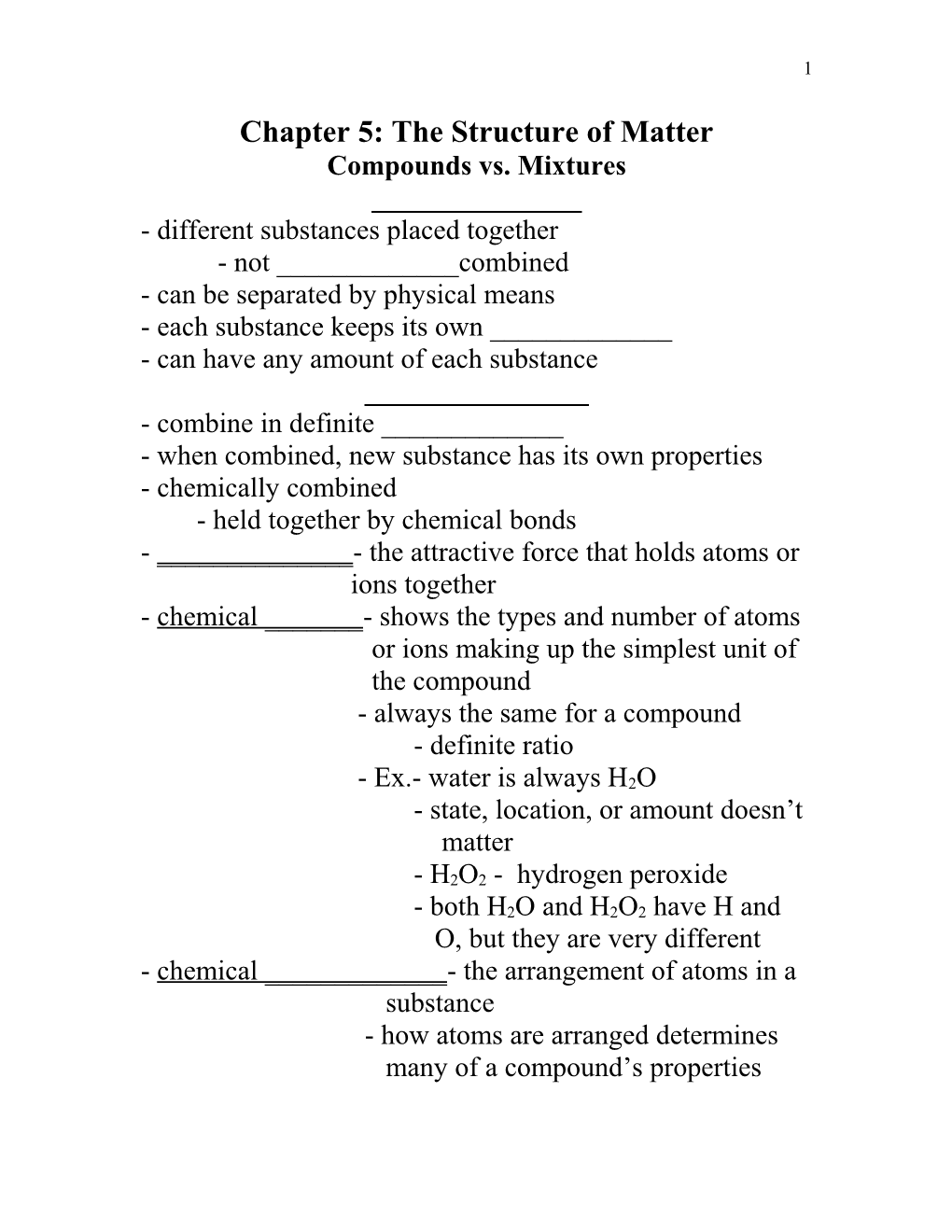 Chapter 5: the Structure of Matter