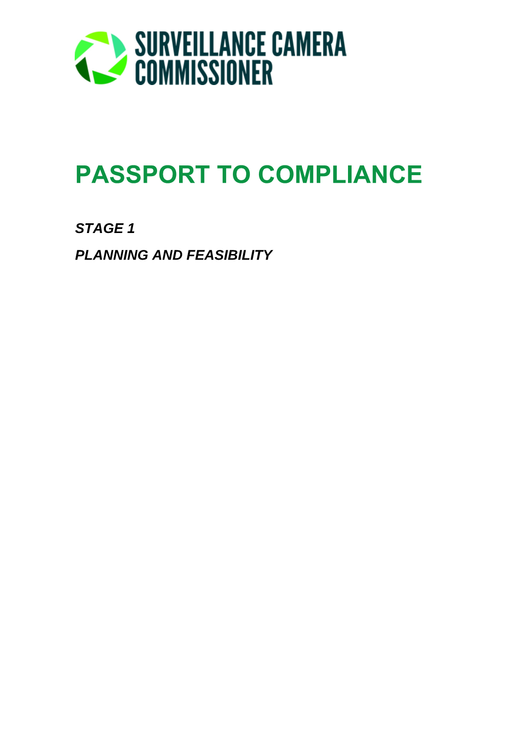 Passport to Compliance. Stage 1 - Planning and Feasibility